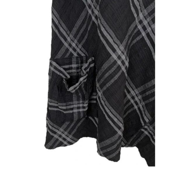 Soft Surroundings Women's Black/Grey Plaid Handkerchief Hem Tunic, Size Medium - Picture 4 of 9
